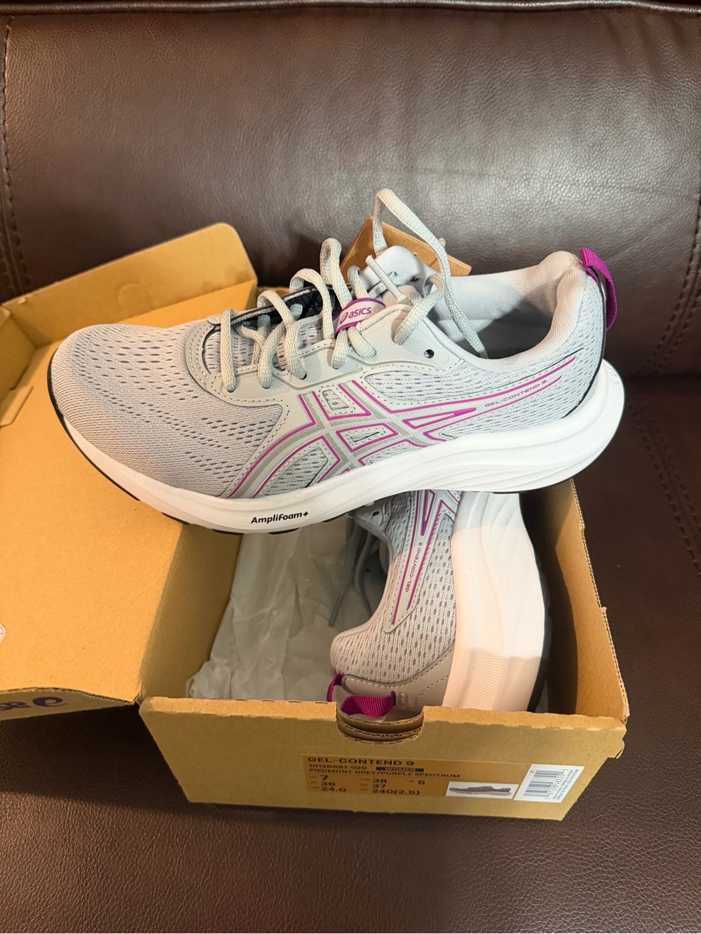 ASICS Women's Gray Athletic Sneakers with Pink Trim